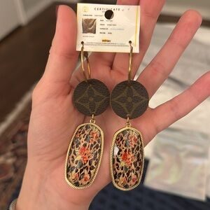 Louis Vuitton drop earrings cheetah print